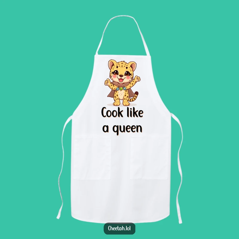 Funny Cheetah Cub Cape Apron: Triumphant Kitchen Gift for Cheetah Fans