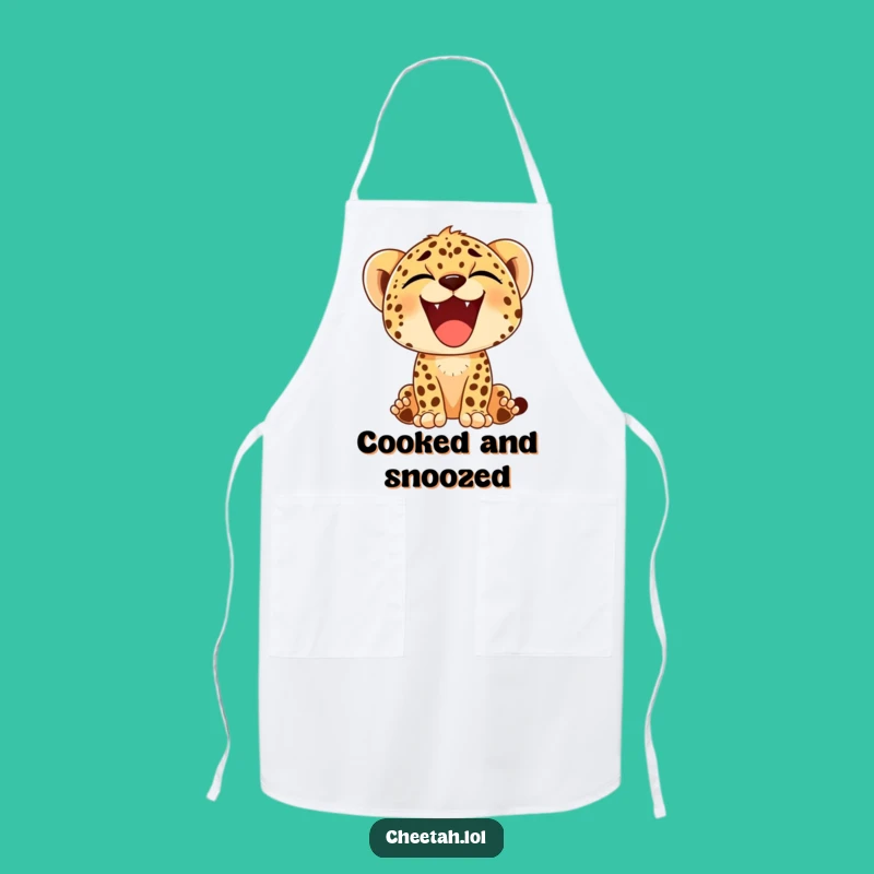 Funny Cheetah Cub Yawn Apron - Happy Chef's Big Smile