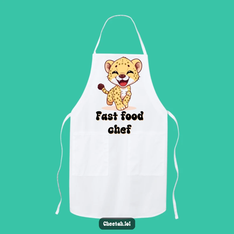 Funny Cheetah Cub Apron - Chef's Joyful Tail Chase Kitchen Fun
