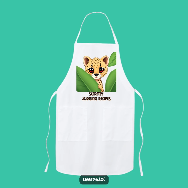 Funny Cheetah Chef Apron - Curious Eyes Leafy Kitchen Fun