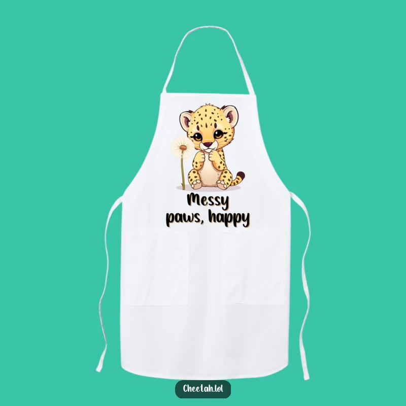 Funny Cheetah Cub Dandelion Apron: Playful Baking Cub Flair Gift