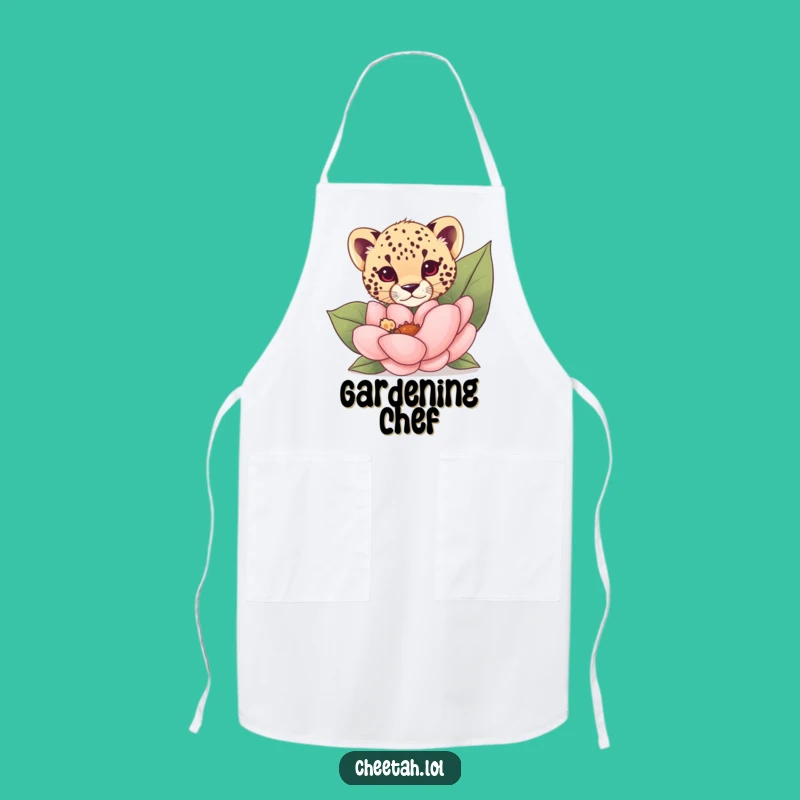 Funny Cheetah Cub Flower Peek Apron: Garden Fun Humor Gift