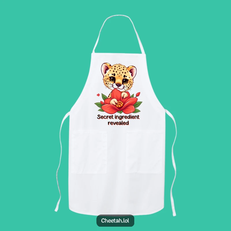 Funny Cheetah Cub Flower Peek Apron - Kitchen Playfulness, Great Gift