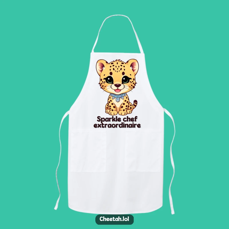 Funny Cheetah Cub Smirk Collar Apron: Sassy Chef Humor Gift