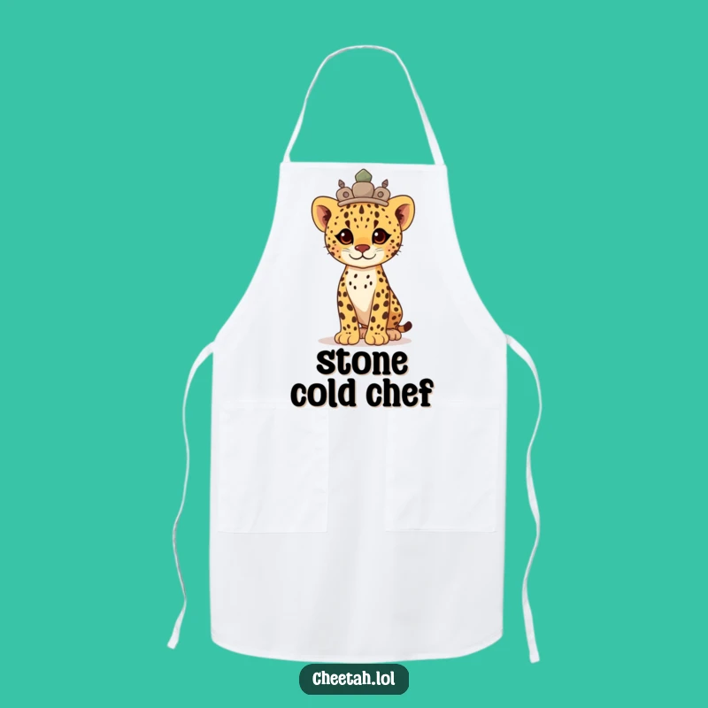 Funny Proud Cheetah Cub Crown Apron: Regal Kitchen Gift for Confident Cooks