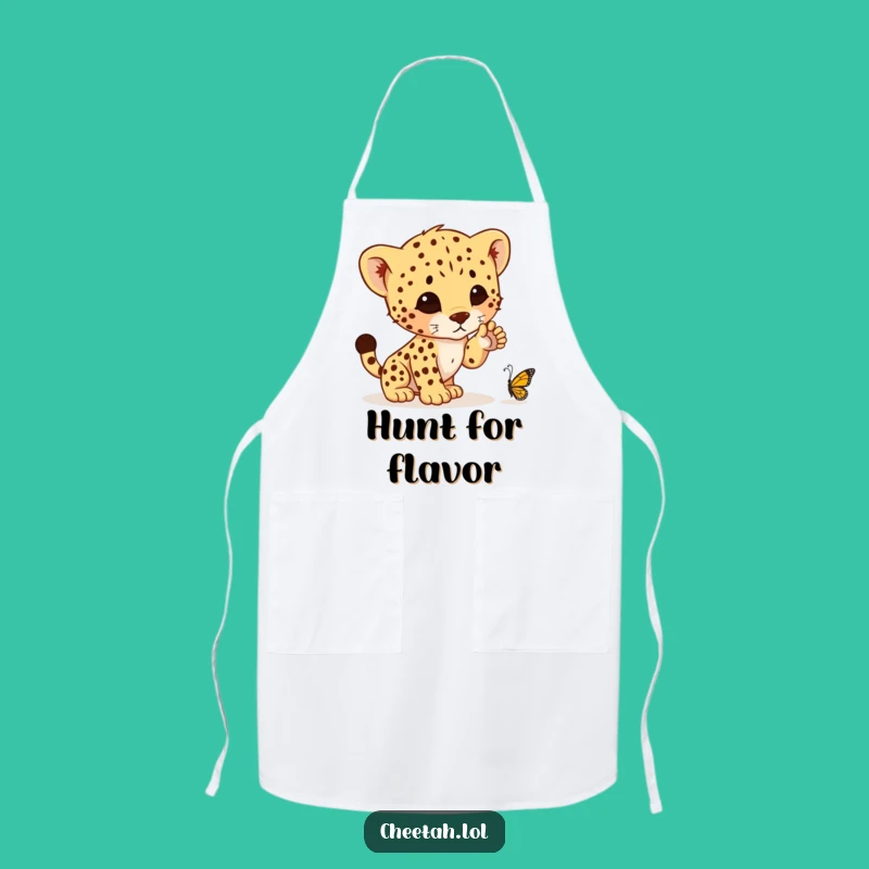 Funny Cheetah Cub Pounce Apron - Kitchen Humor for Chefs, Great Gift