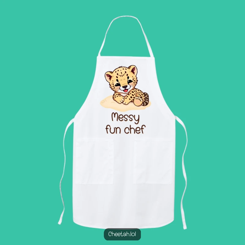 Funny Cheetah Cub Apron: Cook with Playfulness, Rolling Character, Kitchen Fun Gift