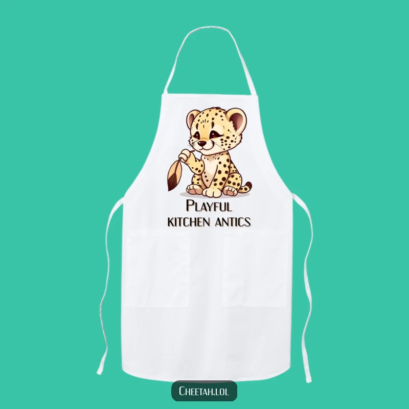 Funny Cheetah Cub Feather Apron - Playful Chef Style