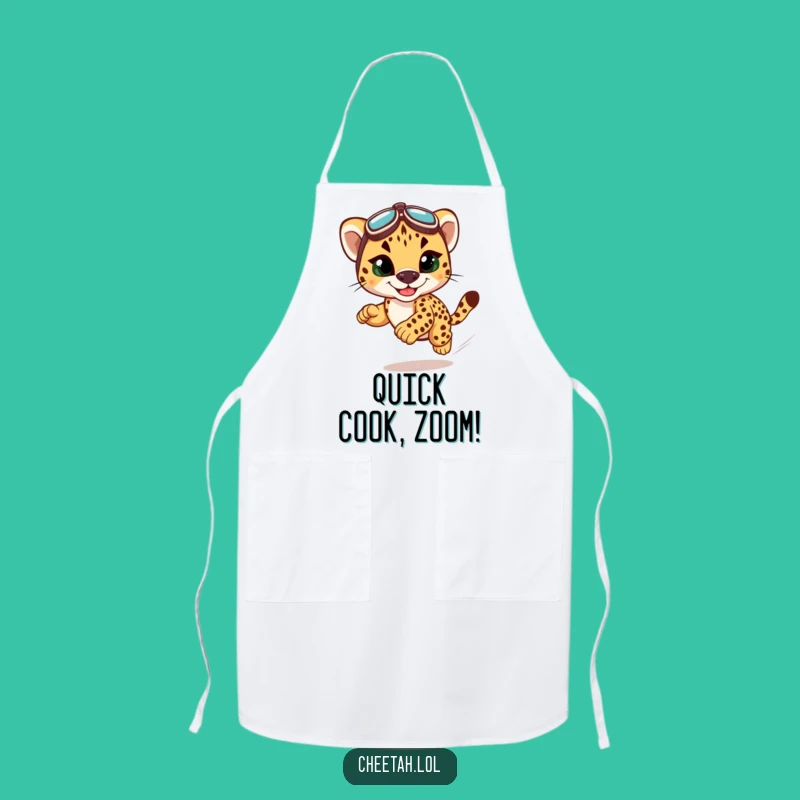 Funny Cheetah Cub Racing Apron - Cook with Speed and a Smile