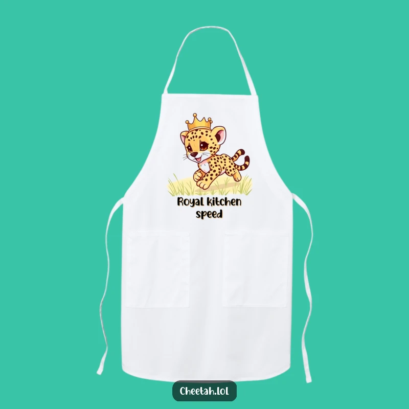 Funny Cheetah Cub Crown Apron: Royal Chef Cuteness, Perfect Funny Gift