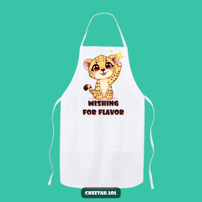 Funny Cheetah Cub Star Reach Apron: Cook with Dreams and Laughter