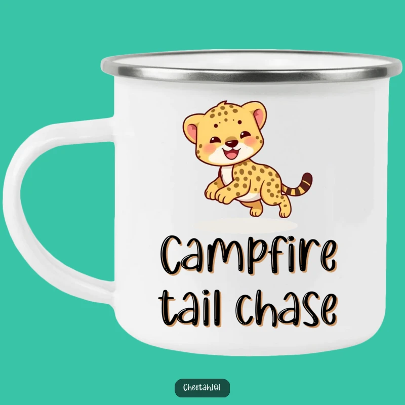 Funny Happy Cheetah Cub Playful Camp Mug - Outdoor Fun!