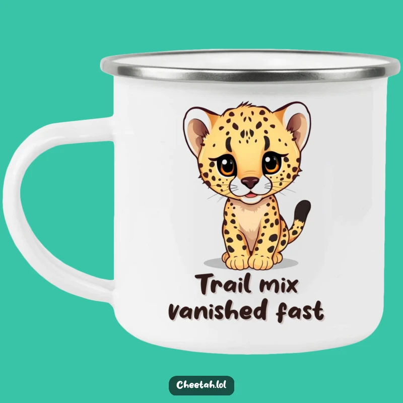 Funny Cheetah Cub Speeding Blur Camping Mug: Adventure in Every Sip