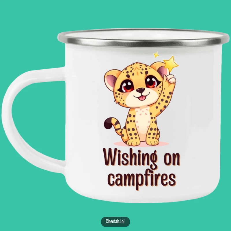 Funny Cheetah Cub Star Reach Camping Mug: Reach for Adventure