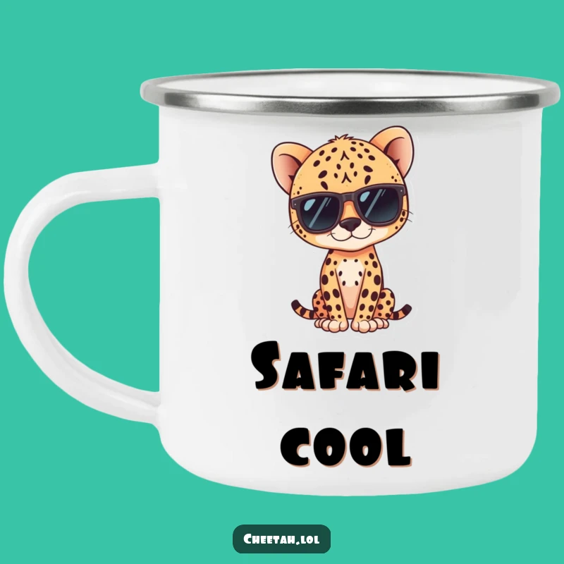 Funny Kawaii Cheetah Camping Mug: Sip Your Coffee with Cool Style