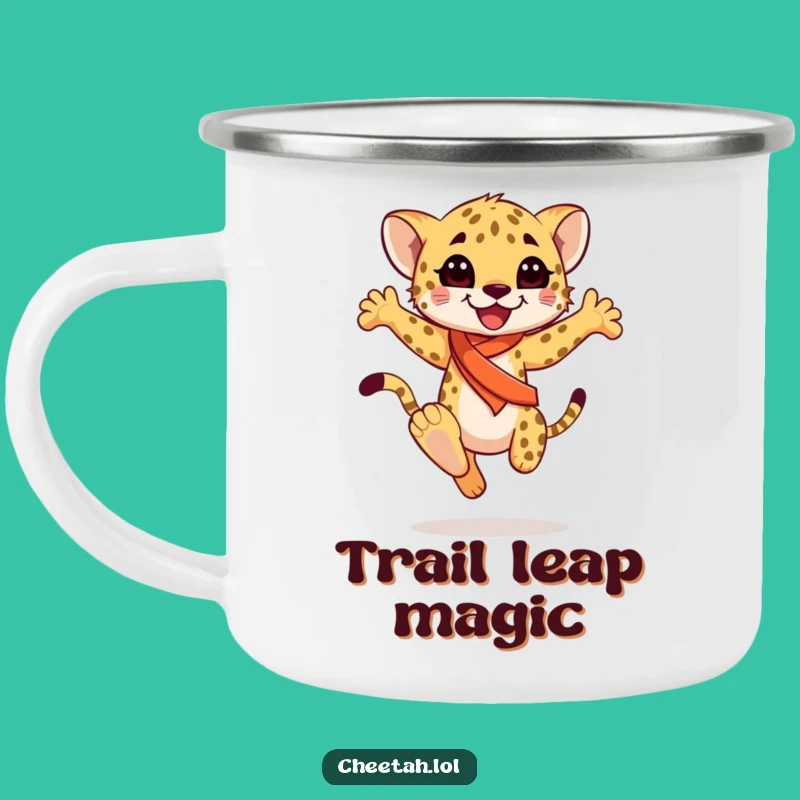 Funny Cheetah Cub Sash Camping Mug: Joyful Explorer Drinkware, Perfect Funny Gift