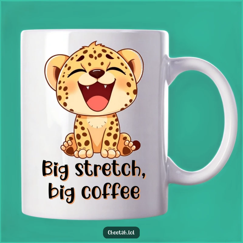 Funny Cheetah Cub Yawn Mug - Big Happy Smile, Perfect Morning Gift