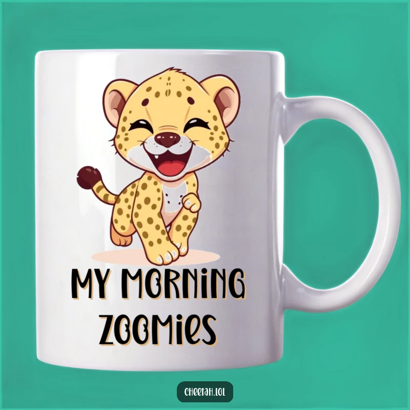 Funny Cheetah Cub Joyful Tail Chase Mug - Perfect Gift for Animal Lovers