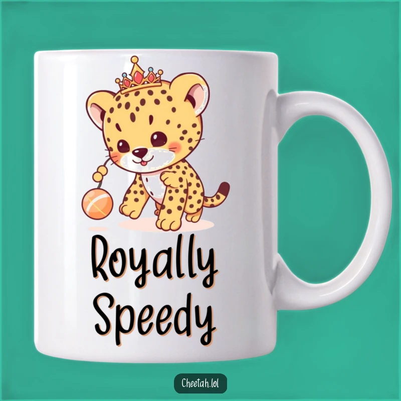Funny Cheetah Cub Tiara Mug: Playful Royal Fun, Perfect Cute Gift Idea
