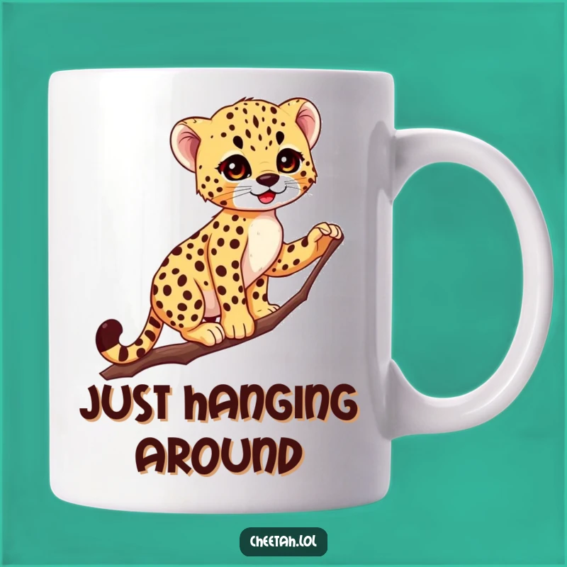 Funny Cheetah Cub Acrobat Mug: Graceful Spotty Surprise, Perfect Gift for Animal Lovers