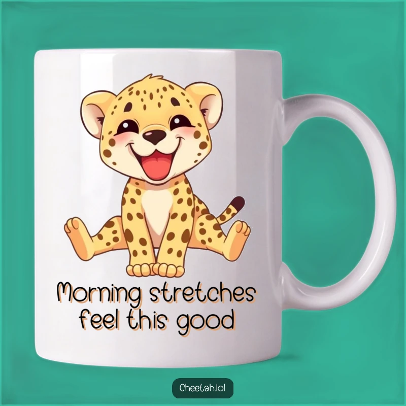 Funny Cheetah Cub Stretching Mug: Adorable Animal Gift for Cheetah Lovers