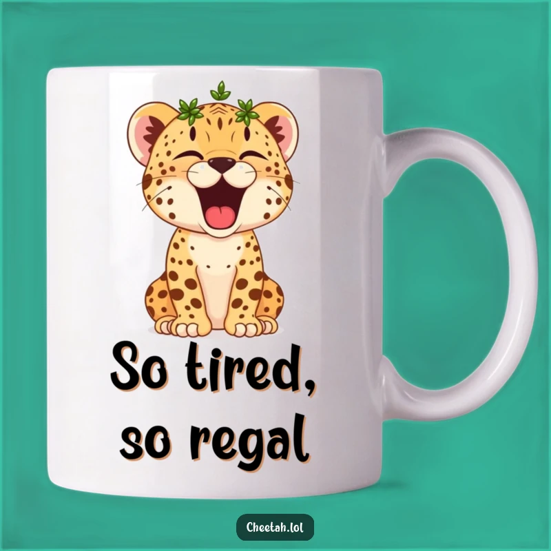 Funny Cheetah Cub Yawn Mug: Sleepy Victor Crowned, Hilarious Naptime Gift