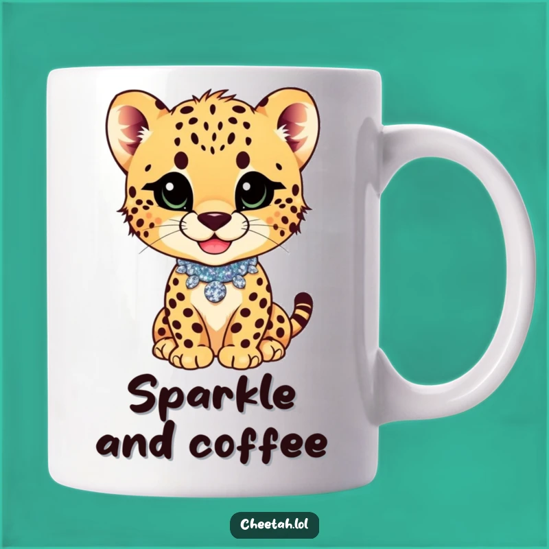 Funny Cheetah Cub Smirk Collar Mug: Sassy Confidence Humor Gift