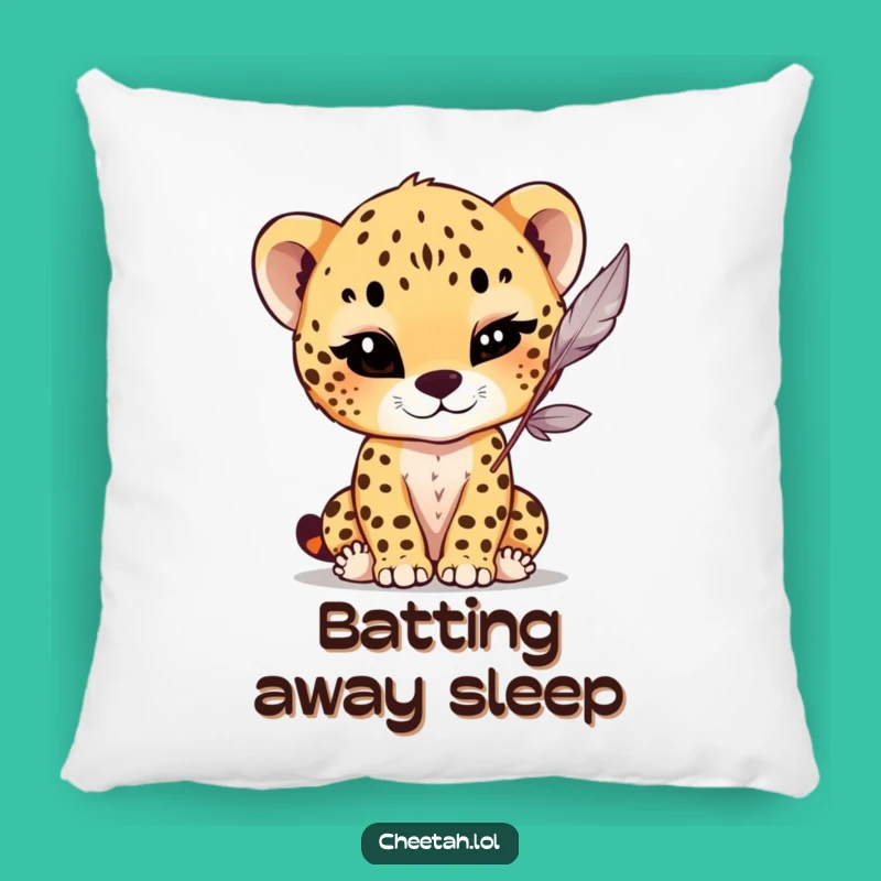 Funny Winking Cheetah Cub Pillow: Playful Feather Cushion, Cozy Gift