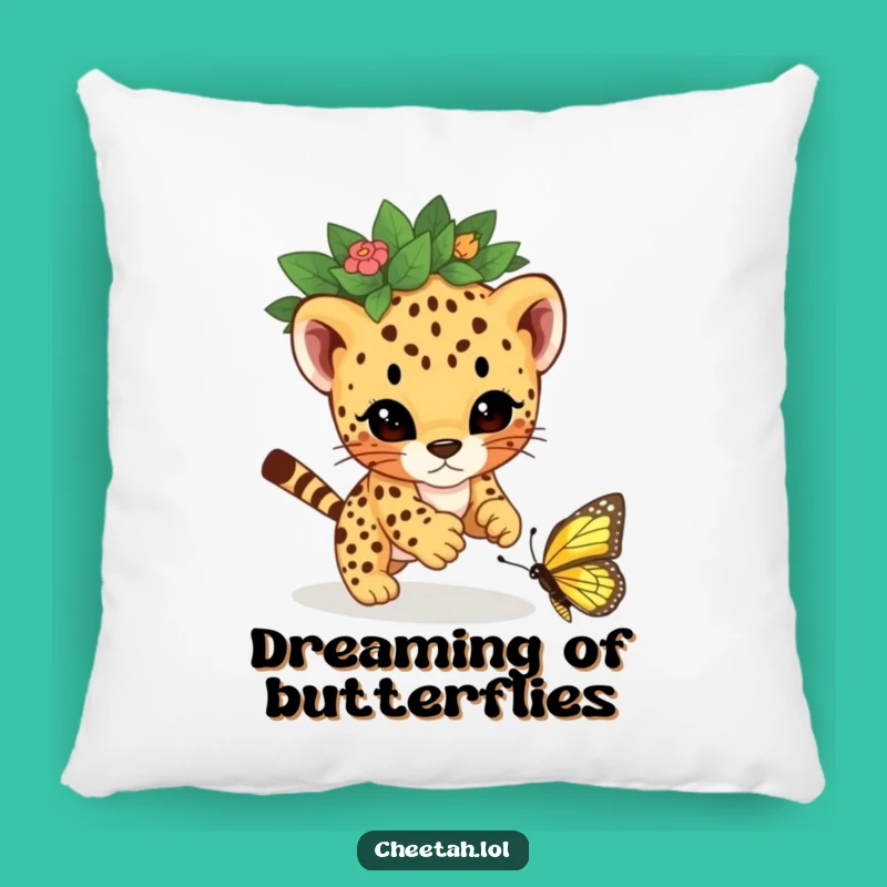 Soft Funny Cheetah Cub Leaf Crown Pillow - Cozy Playful Decor Gift