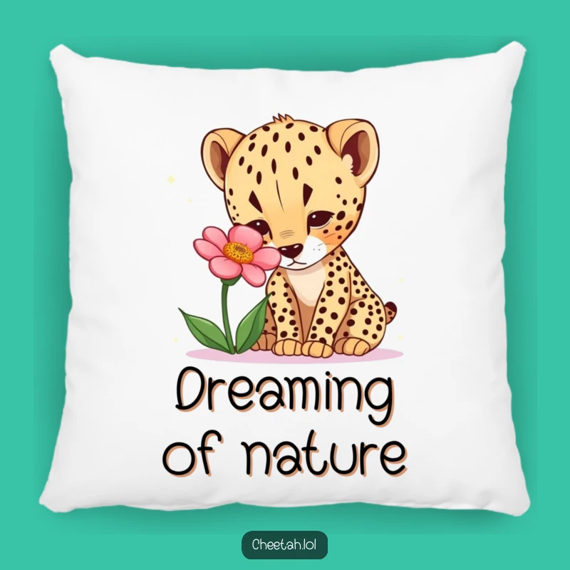 Funny Curious Cheetah Cub Flower Pillow - Cozy Accent of Wonder!
