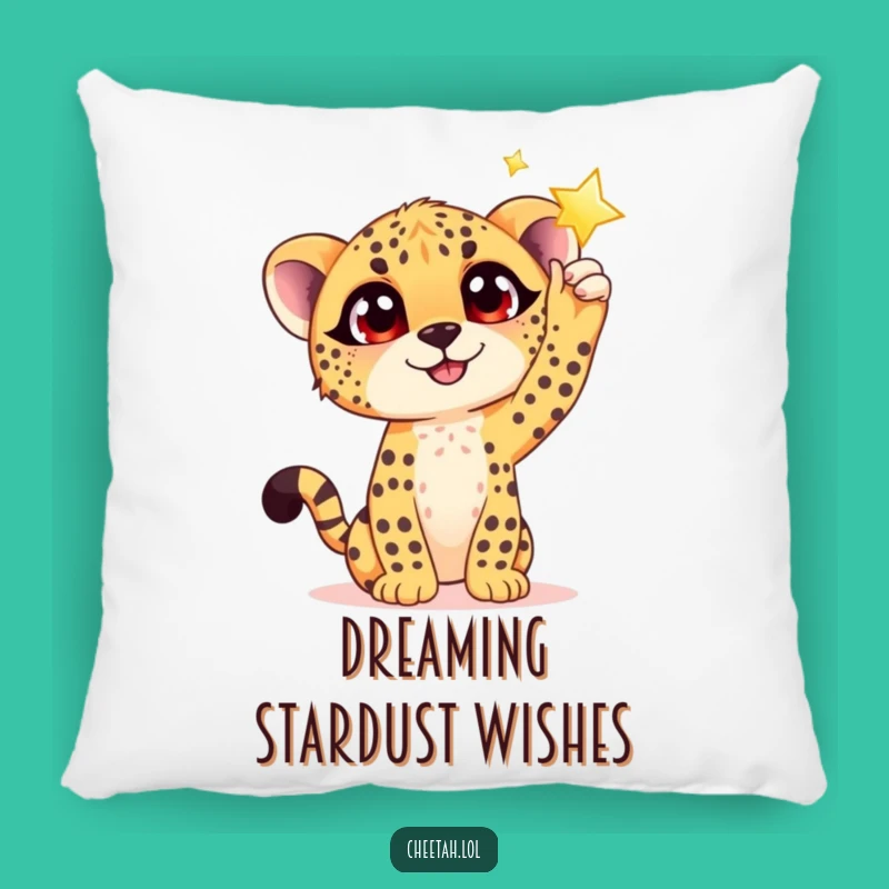 Funny Cheetah Cub Star Reach Pillow: Cozy Dreams and Gentle Smiles