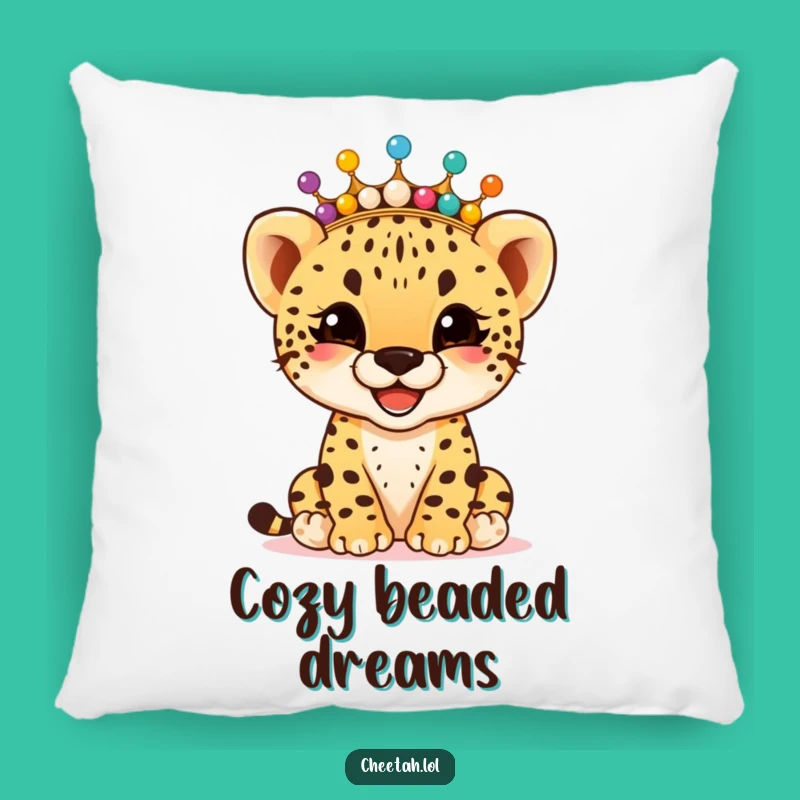 Funny Cheetah Cub Bead Crown Pillow: Cozy Giggler Snuggler, Perfect Funny Gift