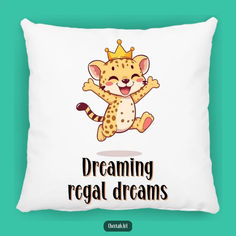 Funny Cheetah Cub Crown Pillow - Cozy Royal Comfort