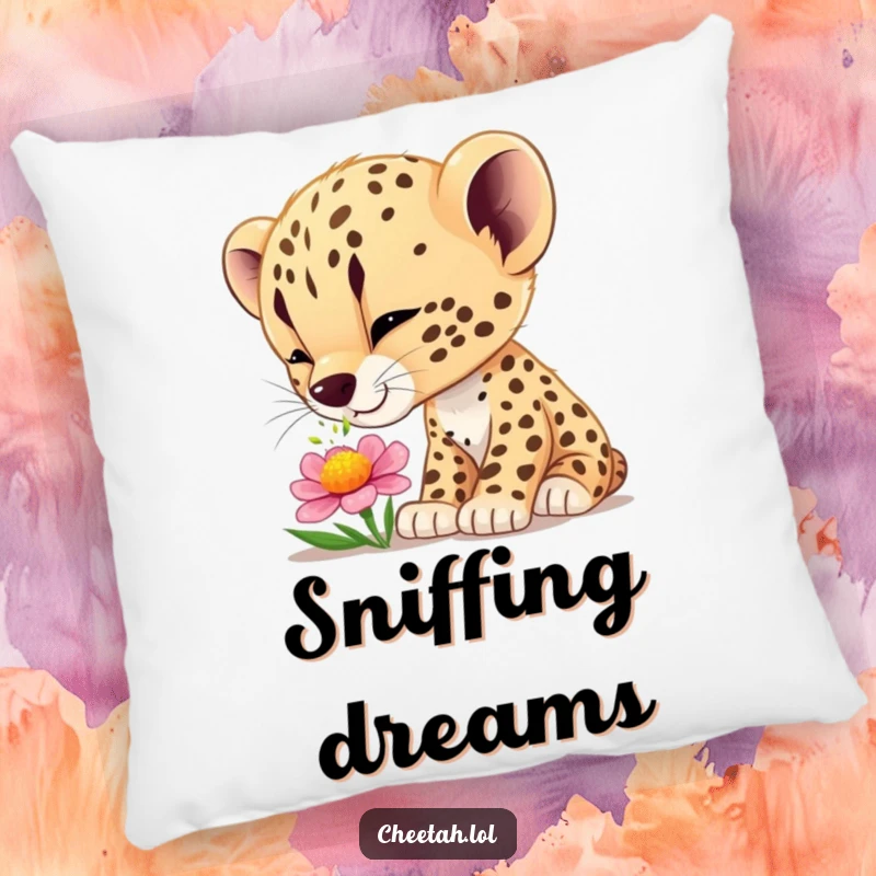 Funny cheetah cub wonder pillow, offering cozy comfort and a playful design for fans of nature and curiosity.
