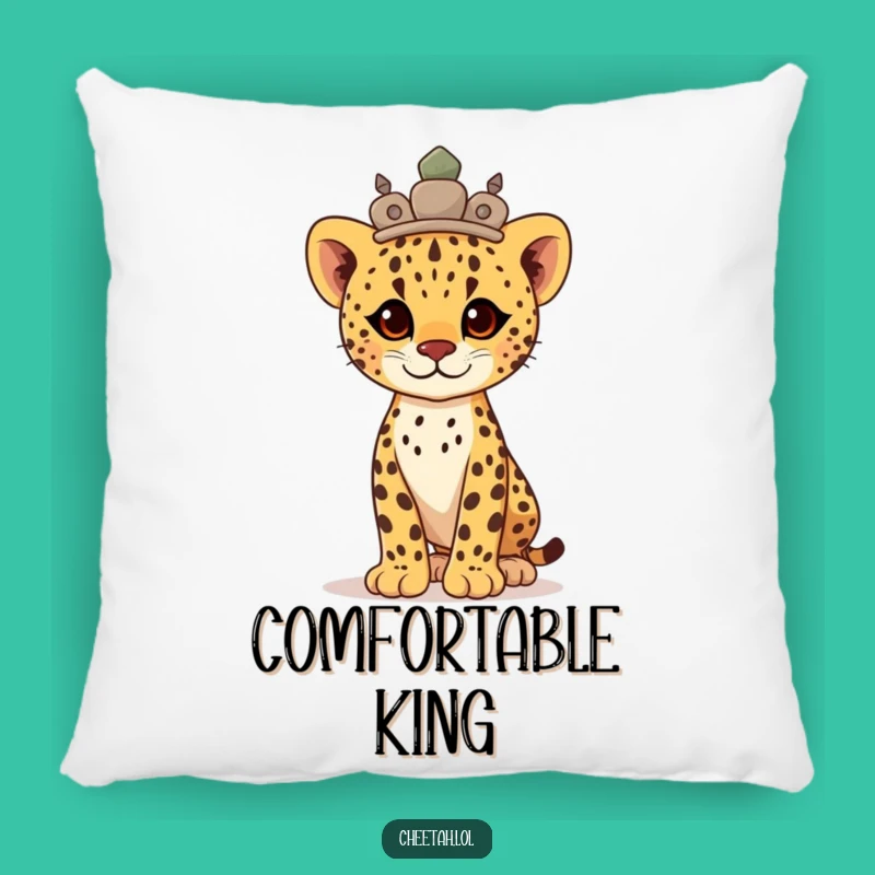Funny Proud Cheetah Cub Crown Pillow: Soft & Majestic Gift for Comfort