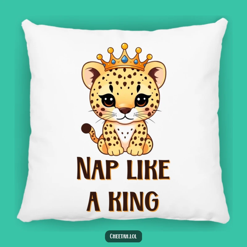 Funny Royal Cheetah Cub Pillow: Soft Sparkling Crown Decorative Cushion, Gift
