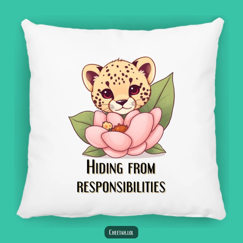 Soft Funny Cheetah Cub Flower Peek Pillow: Cozy Hideaway Gift