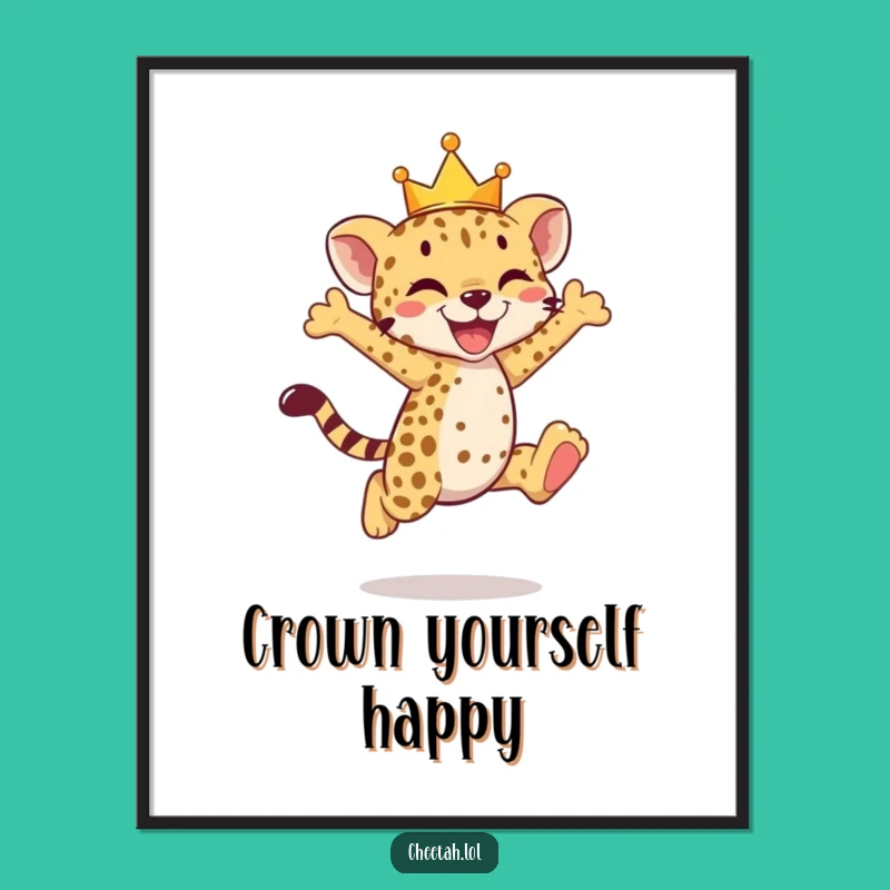Funny Cheetah Cub Crown Digital Art - Instant Royal Joy Download