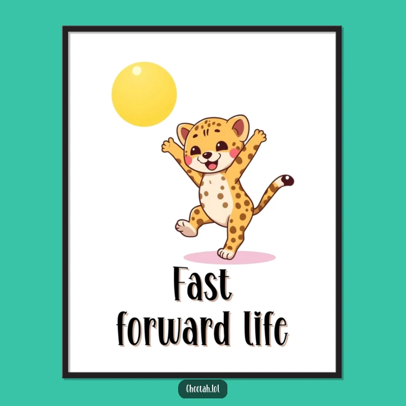 Funny Cheetah Cub Digital Art: Instant Cartwheeling Joy for Your Walls