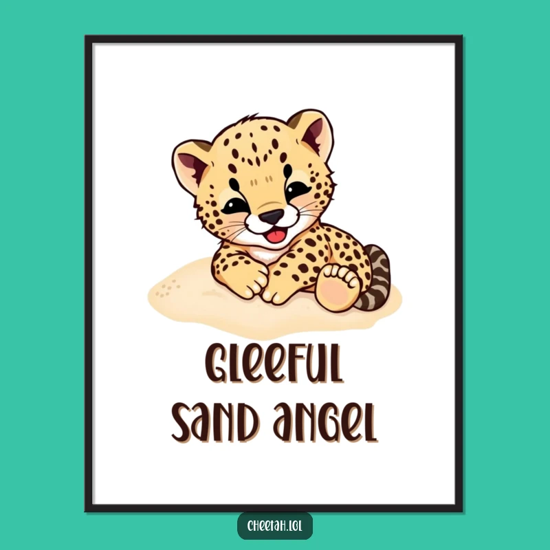 Funny Cheetah Cub Digital Art Print: Instant Rolling Fun, Downloadable Animal Gift