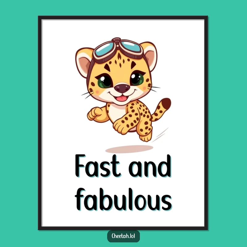 Funny Cheetah Cub Racing Digital Art - Instant Dynamic Decor for Speed Lovers