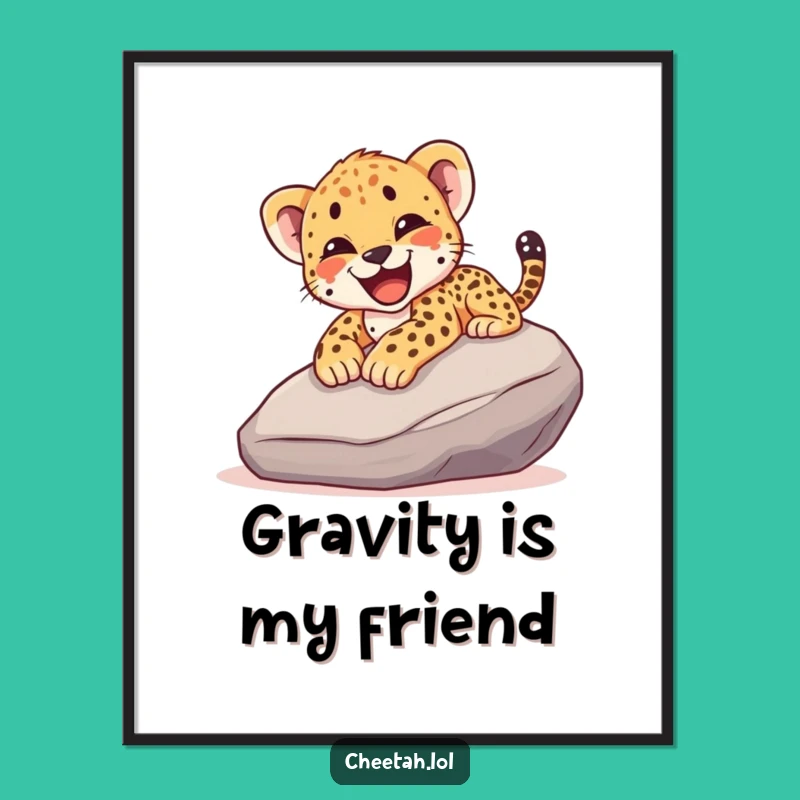 Funny Cheetah Cub Slide Digital Print - Instant Joy for Walls, Perfect Gift