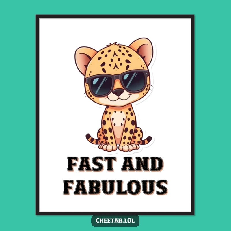 Funny Kawaii Cheetah Digital Art: Cool Pose Illustration for Instant Decor