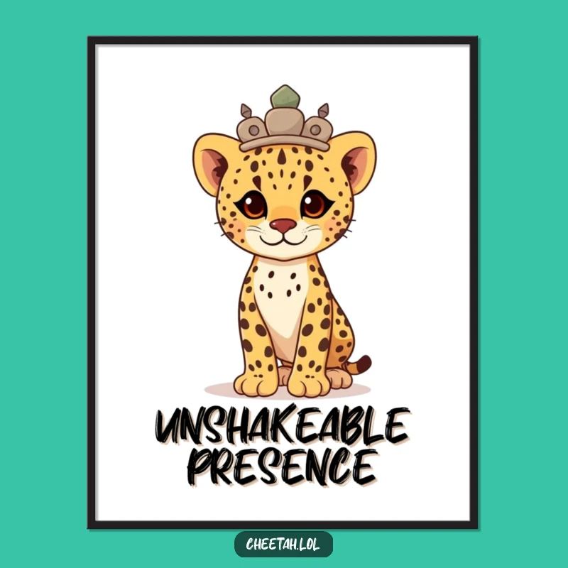 Funny Proud Cheetah Cub Crown Digital Print: Majestic Art Gift for Inspiration