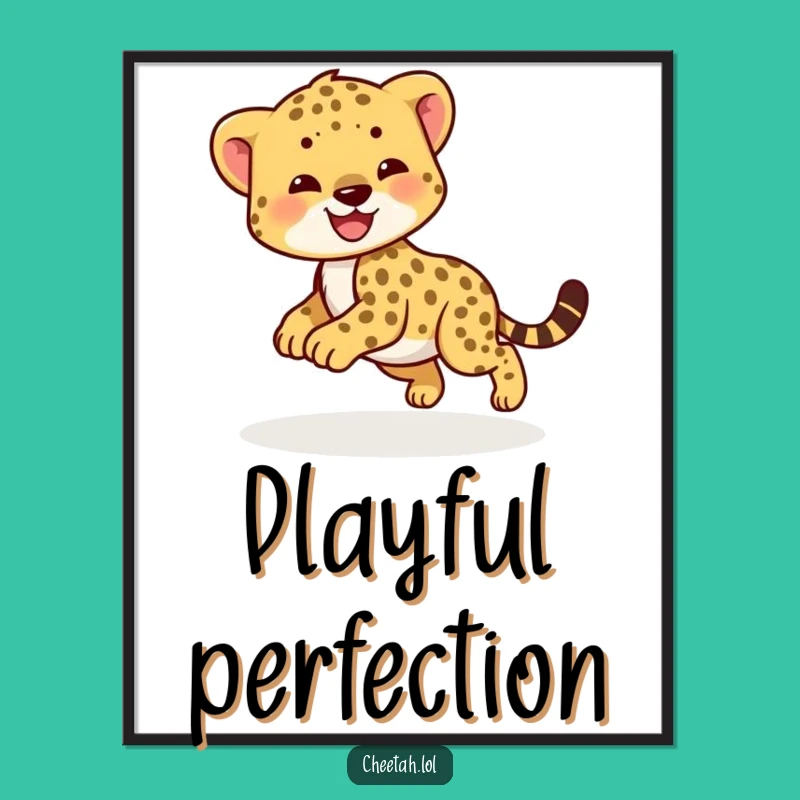 Funny Happy Cheetah Cub Playful Print - Instant Joyful Art!
