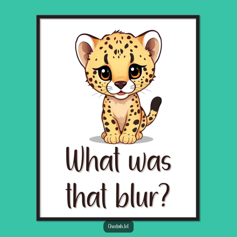 Funny Cheetah Cub Speeding Blur Digital Art: Instant Energetic Decor