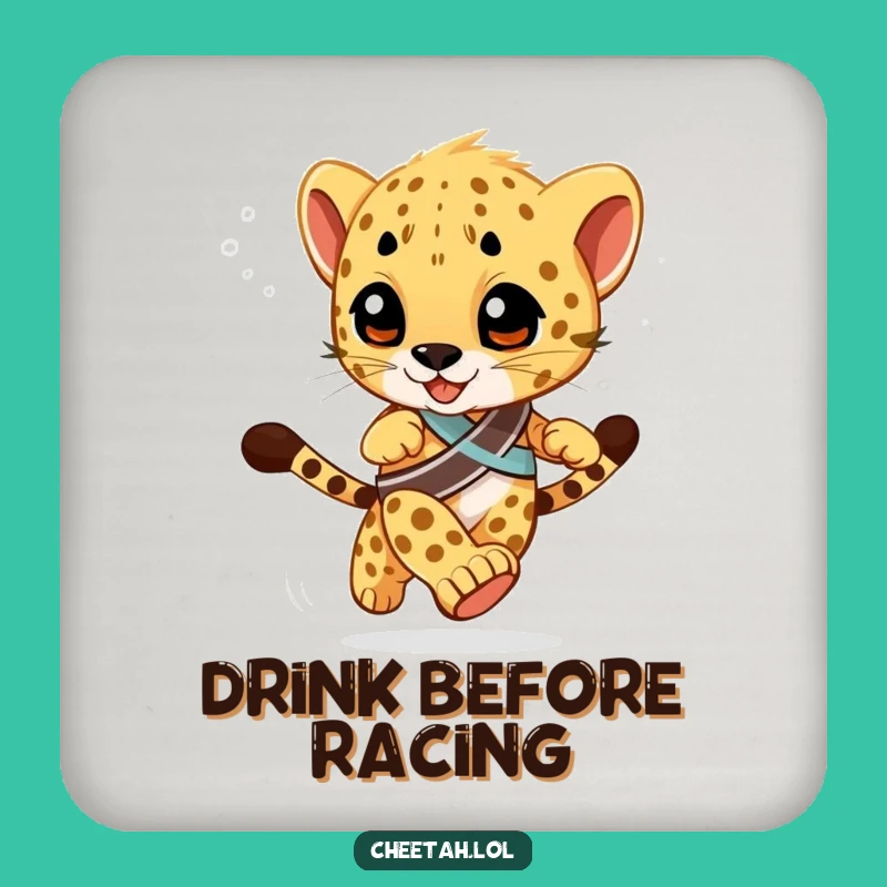 Funny Racing Cheetah Cub Coaster: Winner's Sash Protector, Speedy Gift