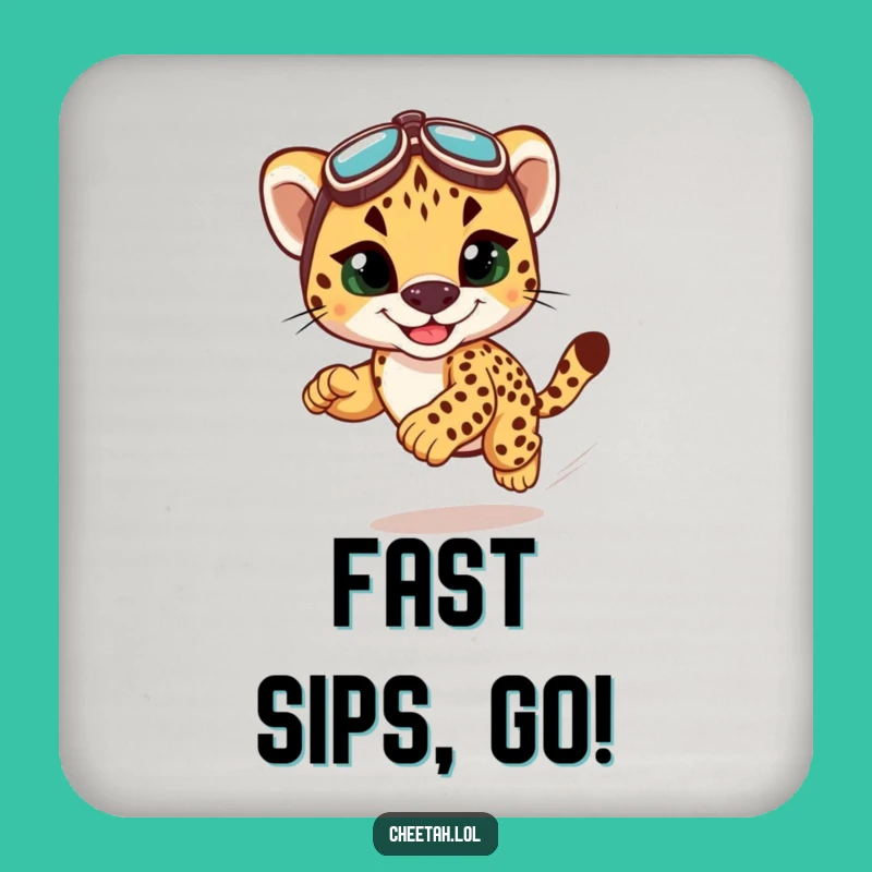 Funny Cheetah Cub Racing Coaster - Protect Surfaces with Speedy Style