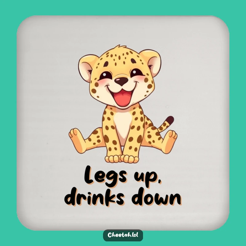 Funny Cheetah Cub Coaster: Adorable Stretching Drink Protector Gift