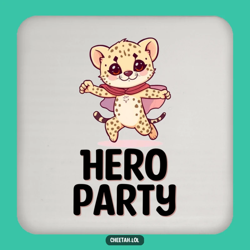 Funny Cheetah Cub Coaster Set: Protect Surfaces with Heroic Flair